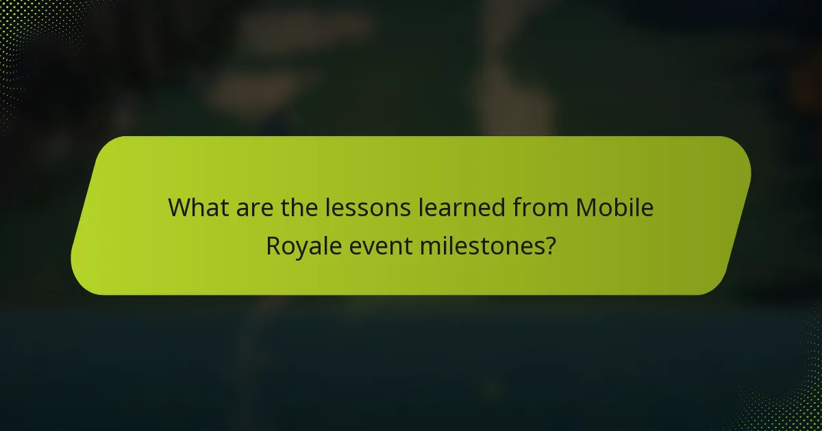 What are the lessons learned from Mobile Royale event milestones?