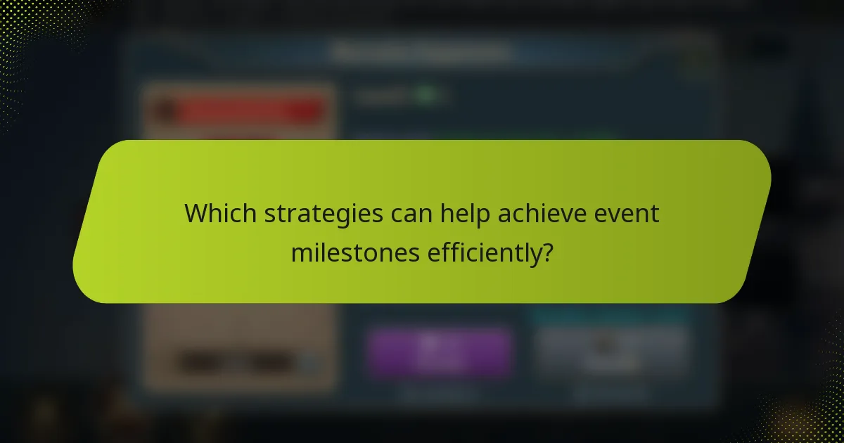 Which strategies can help achieve event milestones efficiently?